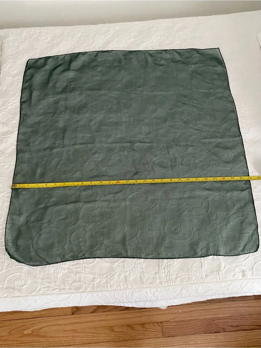 Vintage Sheer Chiffon Square Scarf Green